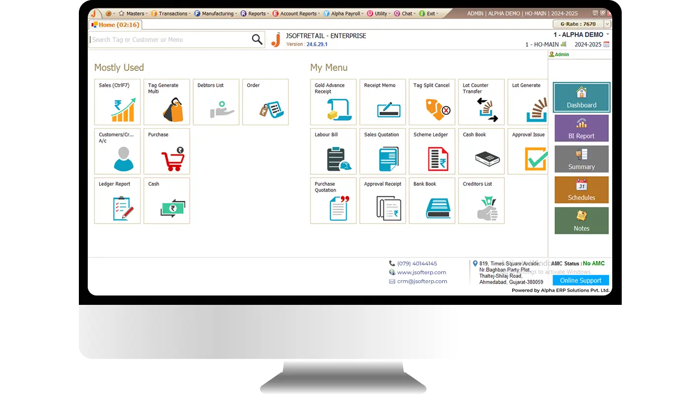 J-Soft Desktop ERP Jewellery Billing Software India